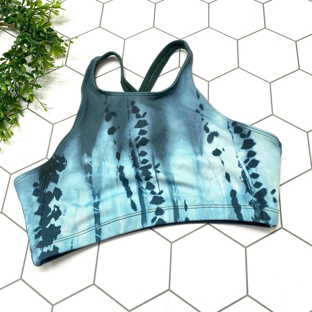 Onzie Flow M/L Red Orange Tie Dye High Neck Cross Back Yoga Sports Bra GUC